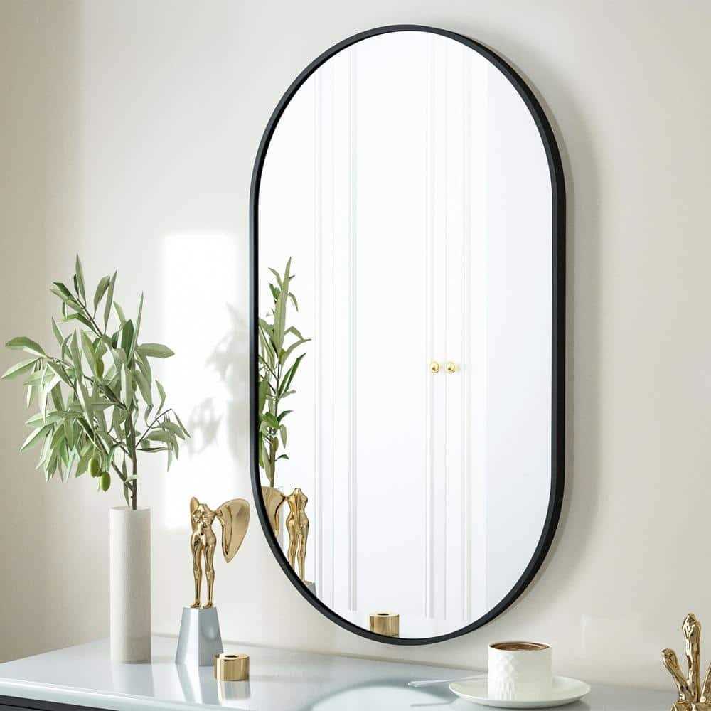 XRAMFY H Oval Classic Aluminum Alloy Framed Wall Mirror