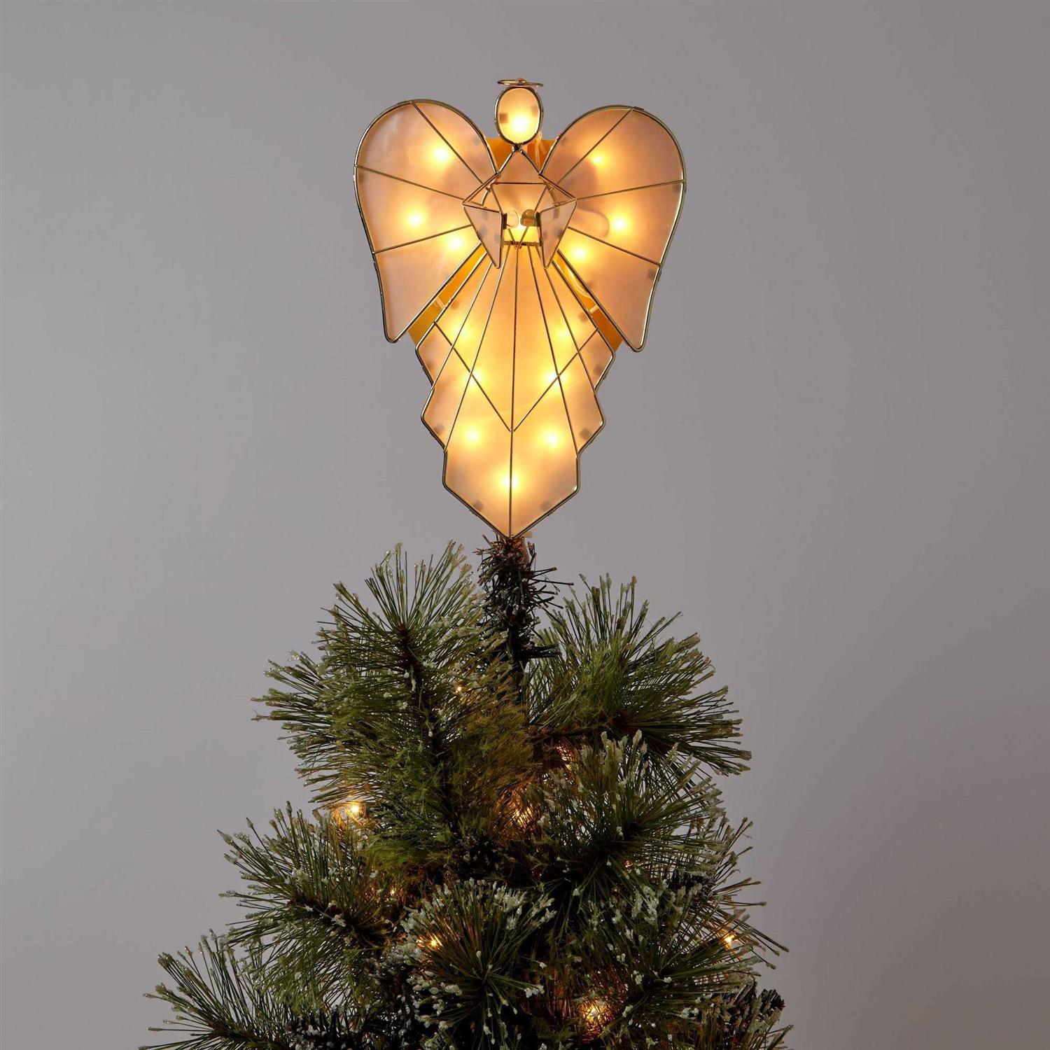 Wondershop 13.75 Lit Wire Faux Capiz Angel Christmas Tree Topper