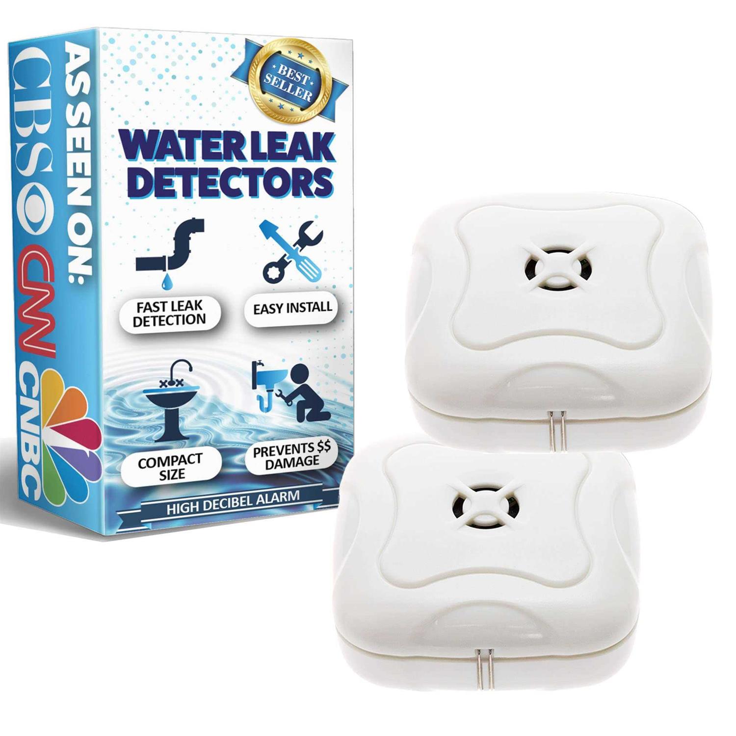 Mindful Design Water Leak Detector 95 dB Flood Detection Alarm Sensor for Bathrooms
