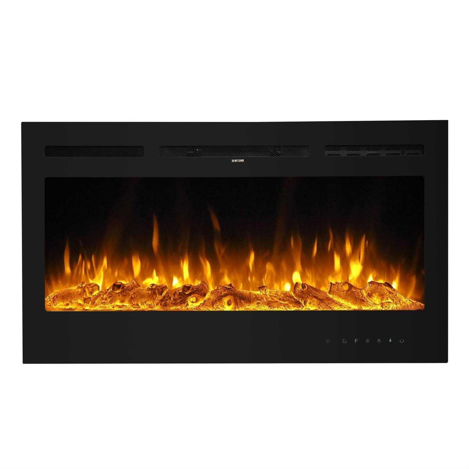 Zokop 36/40/50/60 Inches Recessed/Wall-Mounted 9-Color Flame Fireplace with Remote Control