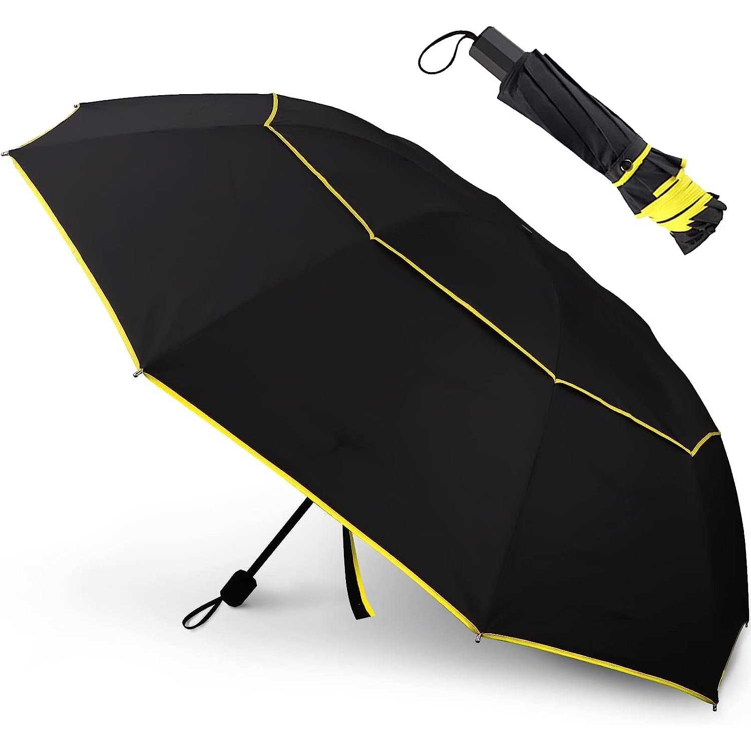 Kalolary 62 Inch Extra Oversize Large Compact Golf Umbrella,Double Canopy Vented Windproof Waterproof Stick Umbrellas for women men