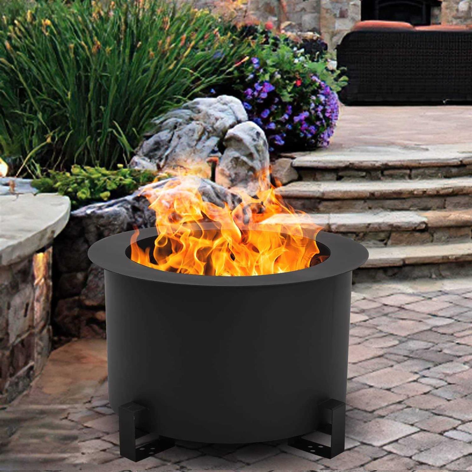 Grepatio Smokeless Fire Pit,21.5 Inch Fire Pit Large Portable Stove Bonfire Outdoor Wood Burning for Outside