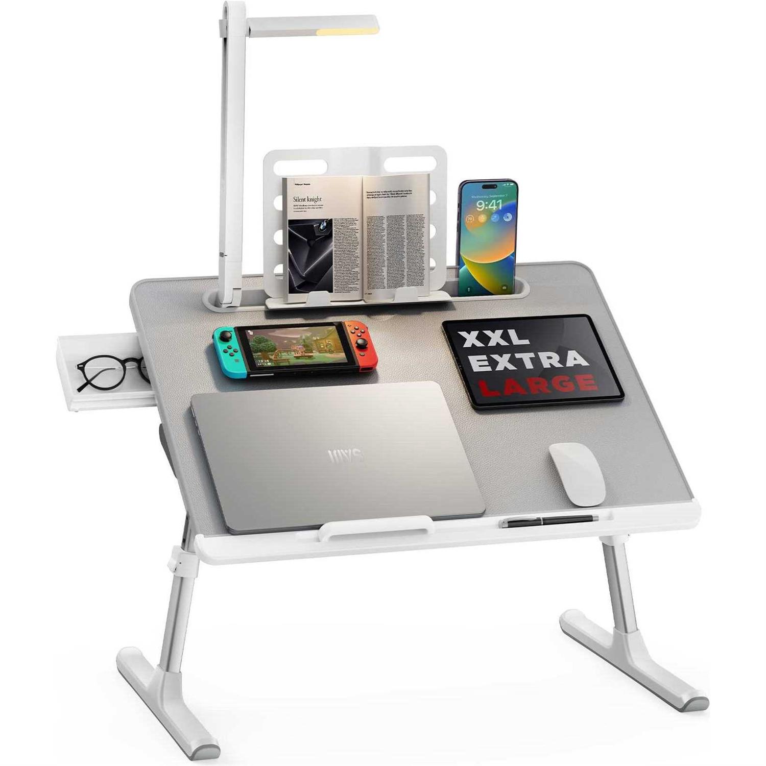 Laptop Bed Tray Desk with LED Desk Light SAIJI Adjustable Laptop Stand for Bed