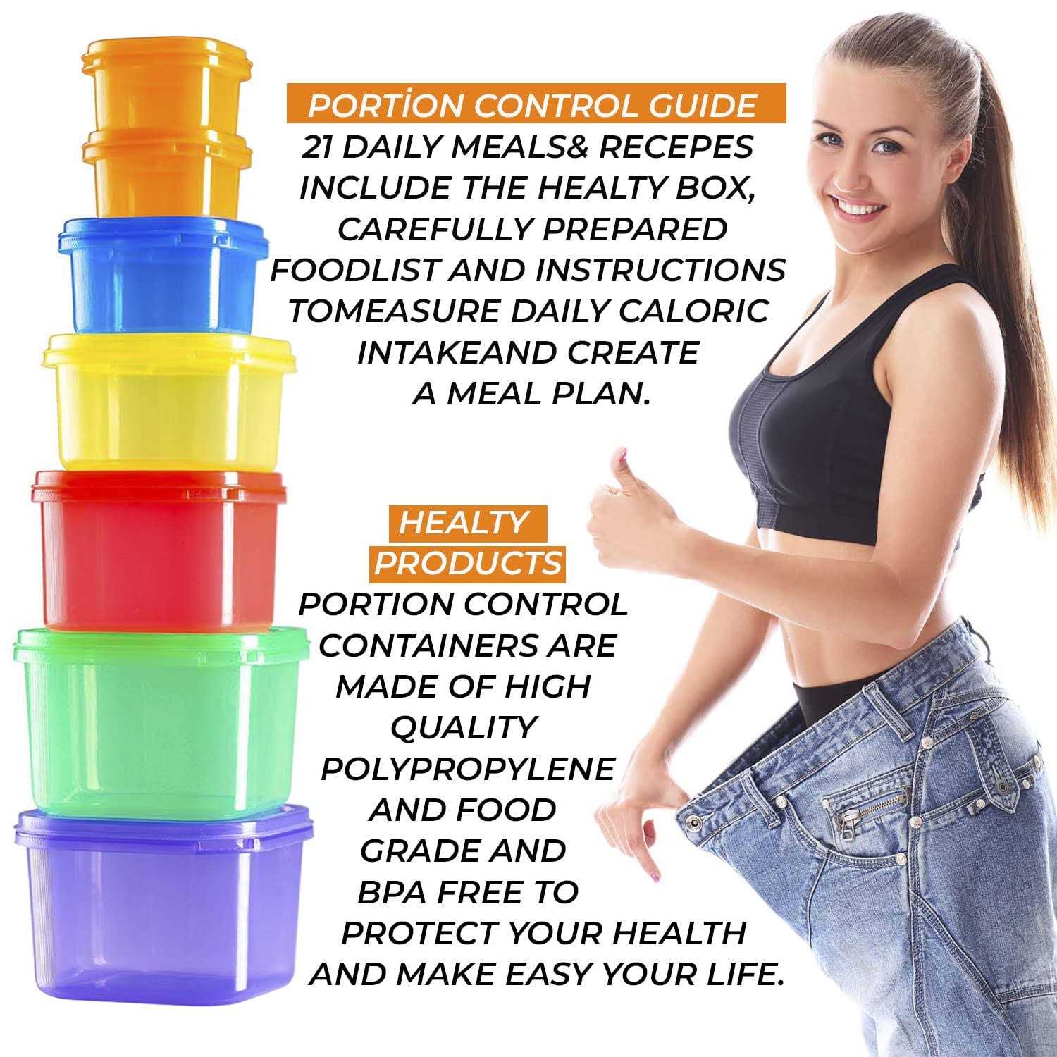 Portion Control Container and Food Plan 21 Day Portion Control Container Kit for Weight Loss
