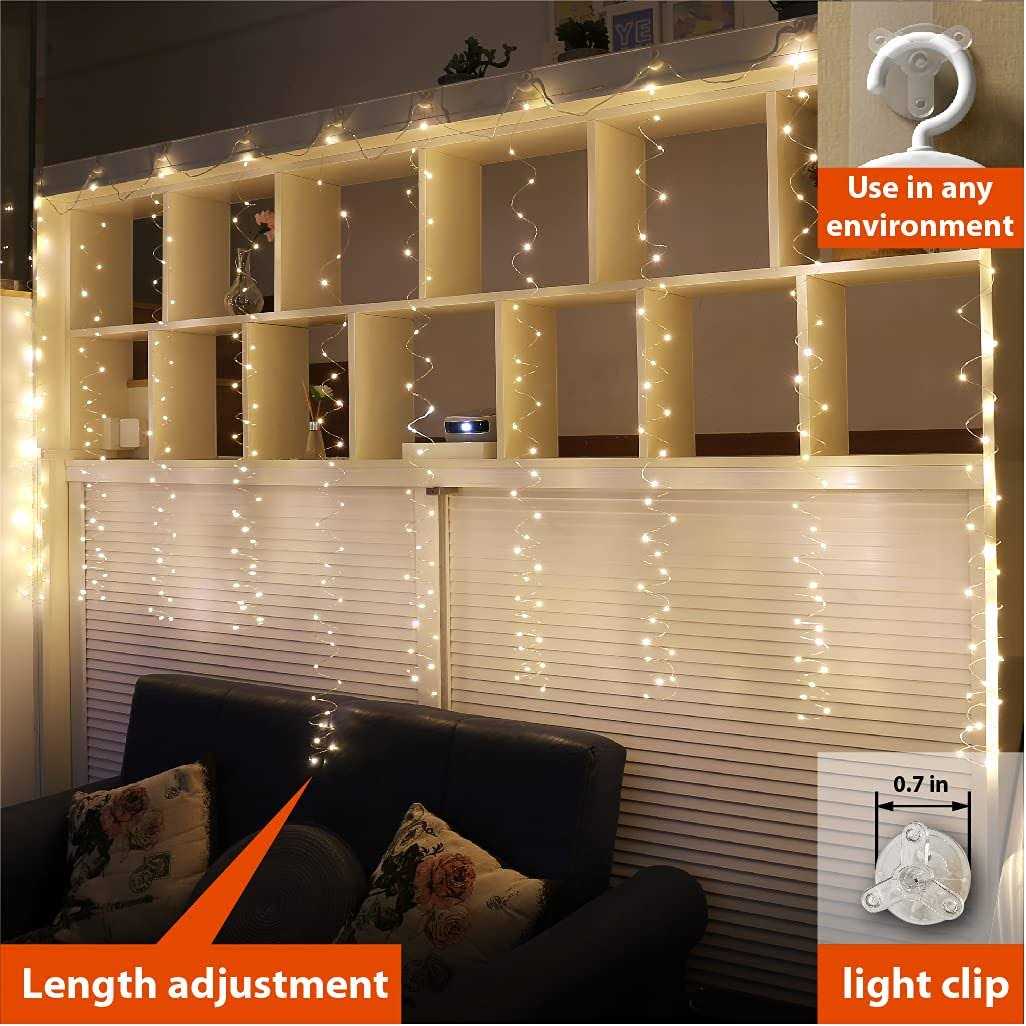 ZSJWL Curtain Lights 300 LED Curtain Fairy Lights with Remote