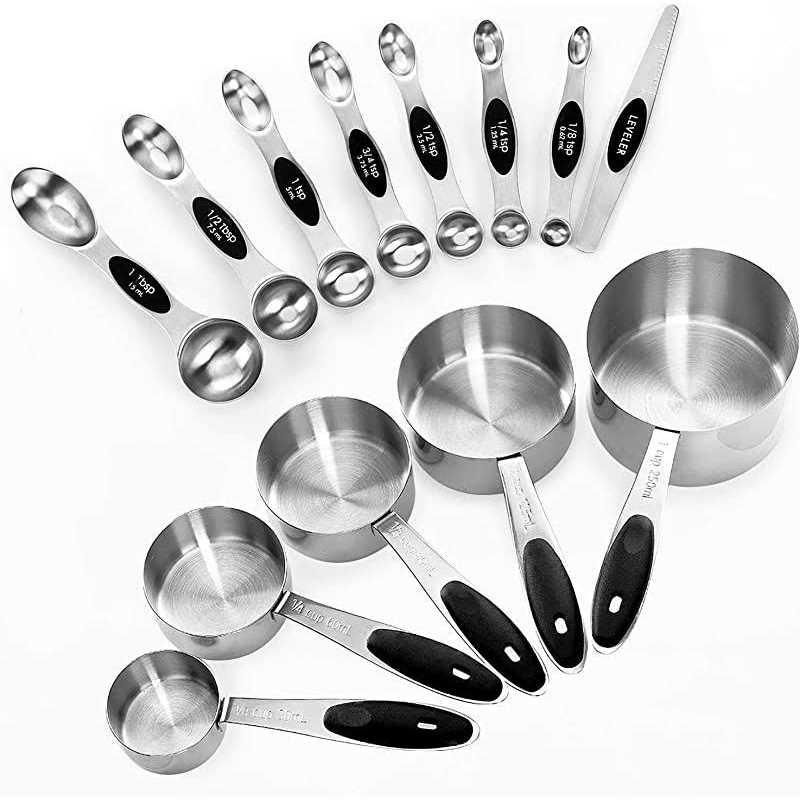EDELIN Measuring Cups and Magnetic Measuring Spoons Set, Stainless Steel 5 Cups and 7 Spoons