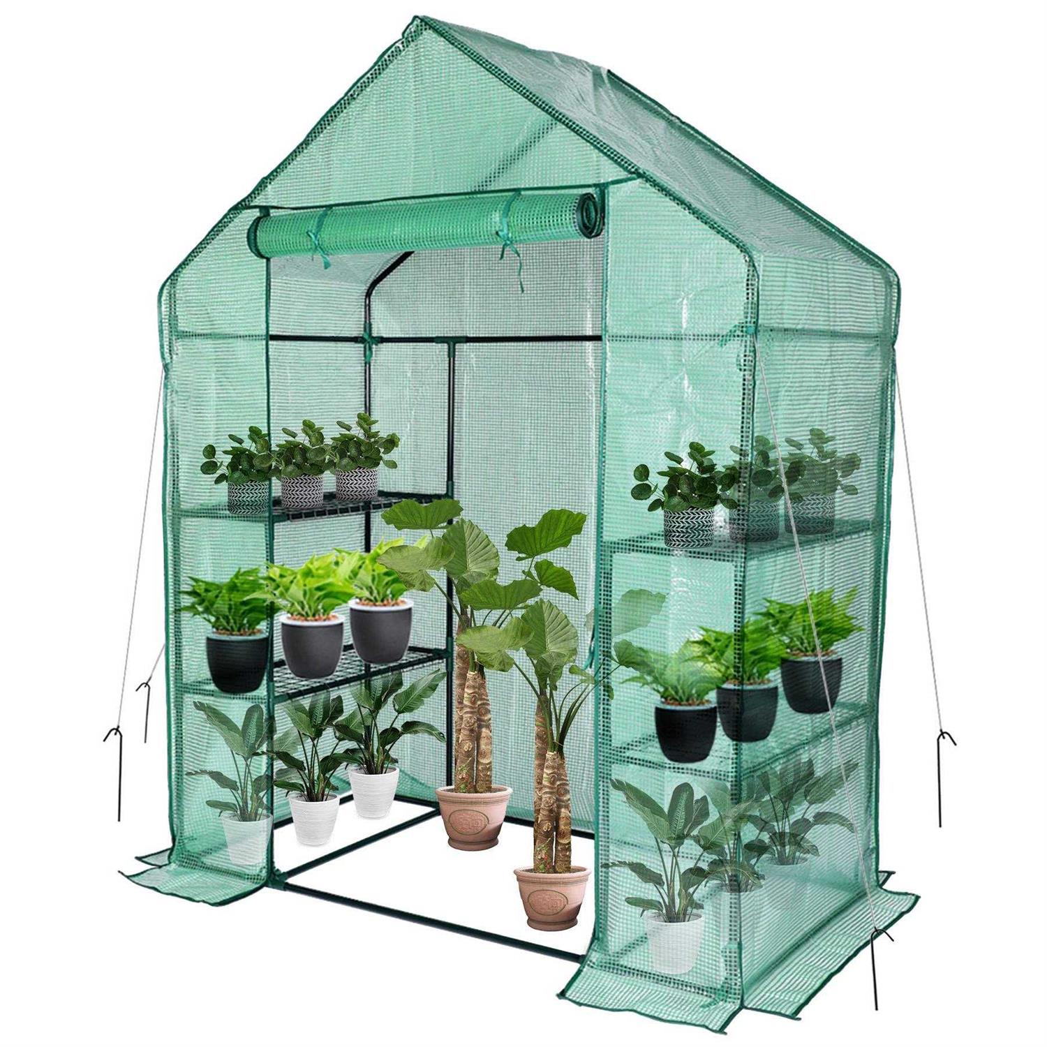 Sv Scool Value Small Greenhouse for Outdoors Mini Walk in Greenhouse Portable Greenhouse with Roll-up Zipper Entry Door and Anchors for Stability