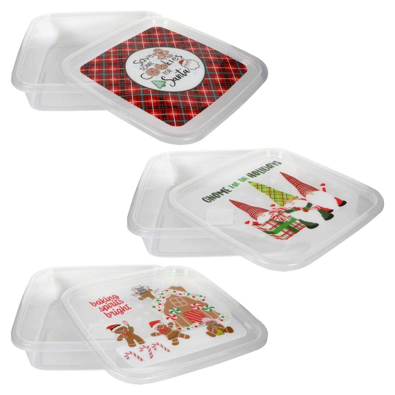 Christmas House(R) Christmas-Themed Square Plastic Containers