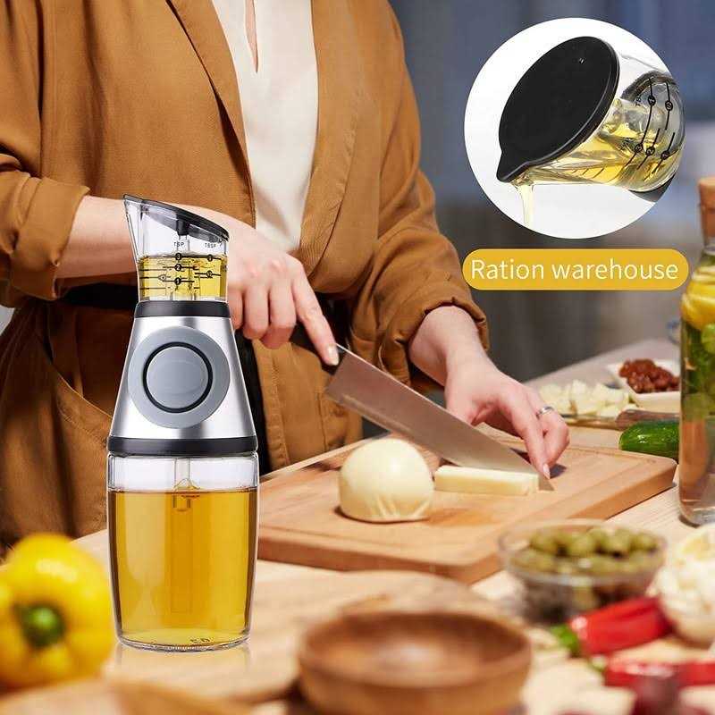 SALPPLEA Superior Glass Oil and Vinegar Dispenser Measuring Oil Pourer for Kitchen