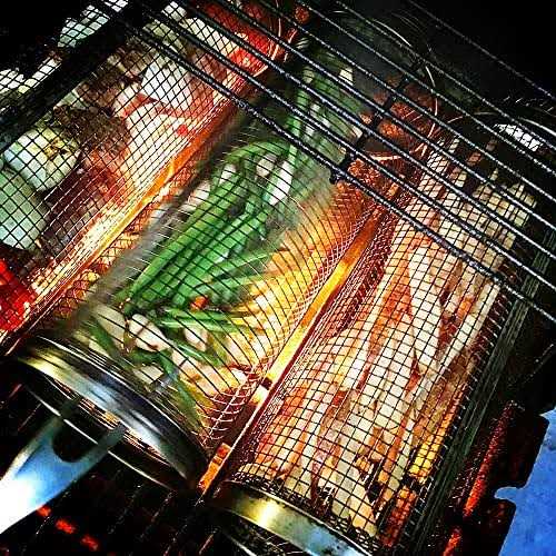 Rolling Grilling Basket Stainless Steel BBQ Grill Basket Outdoor Camping Barbecue Portable Roll Grill Basket