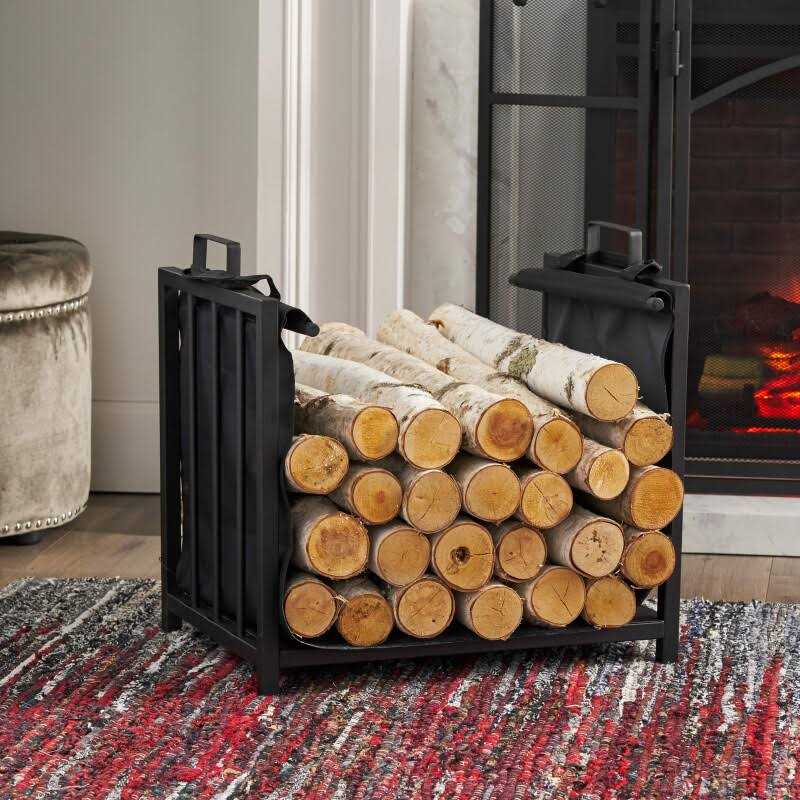 Noble House Cosada Modern Iron and Canvas Fireplace Log Holder