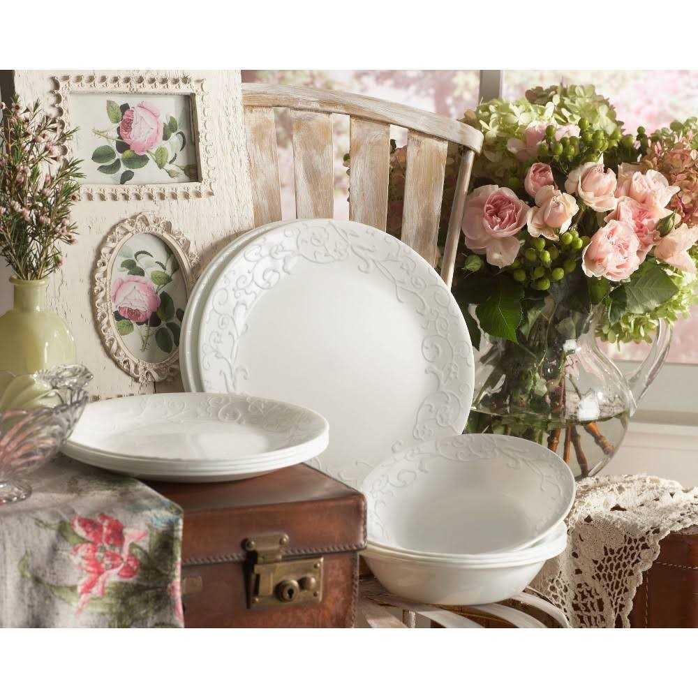 Corelle 18-Piece Embossed Bella Faenza Vitrelle Dinnerware Set