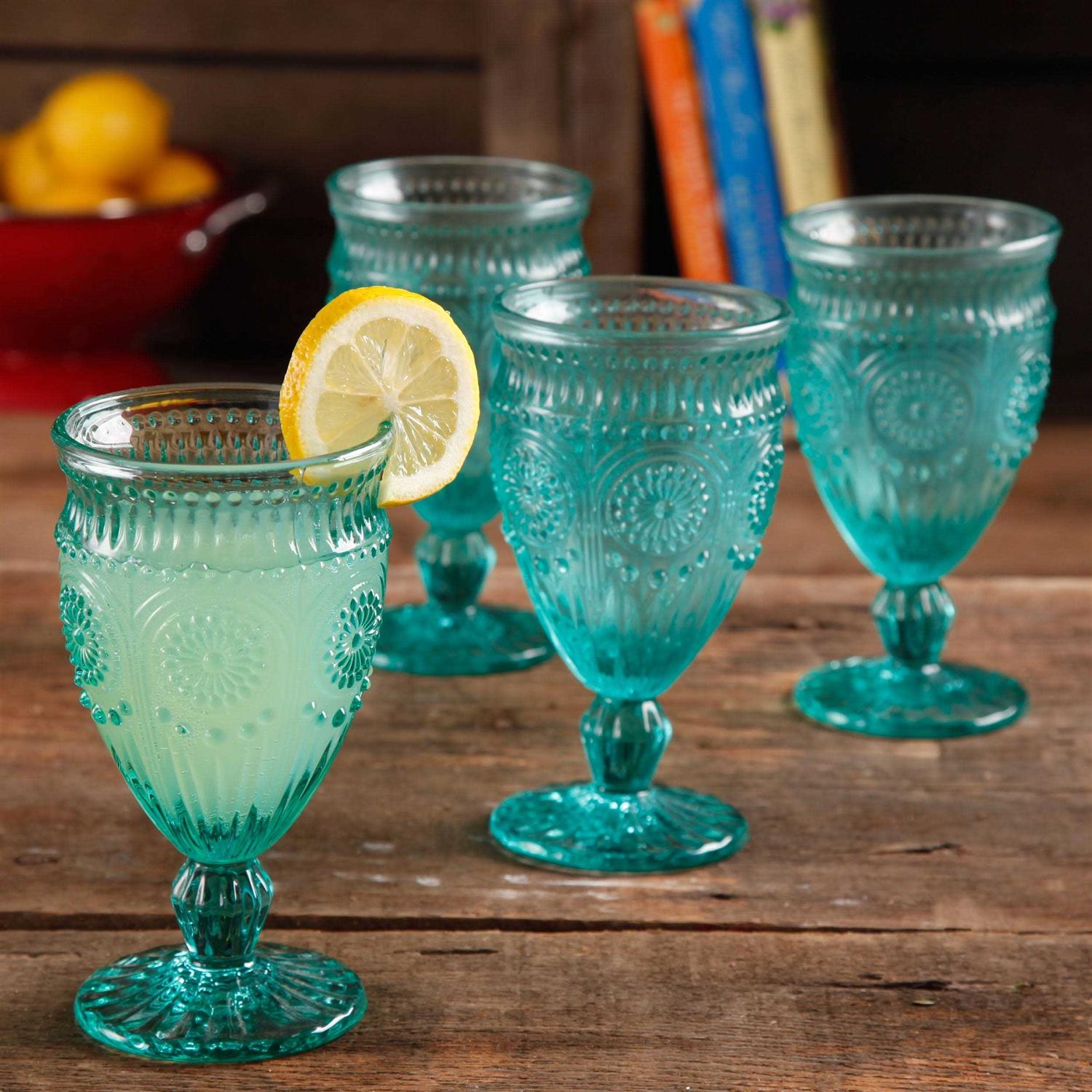 The Pioneer Woman Adeline 12-Ounce Footed Glass Goblets
