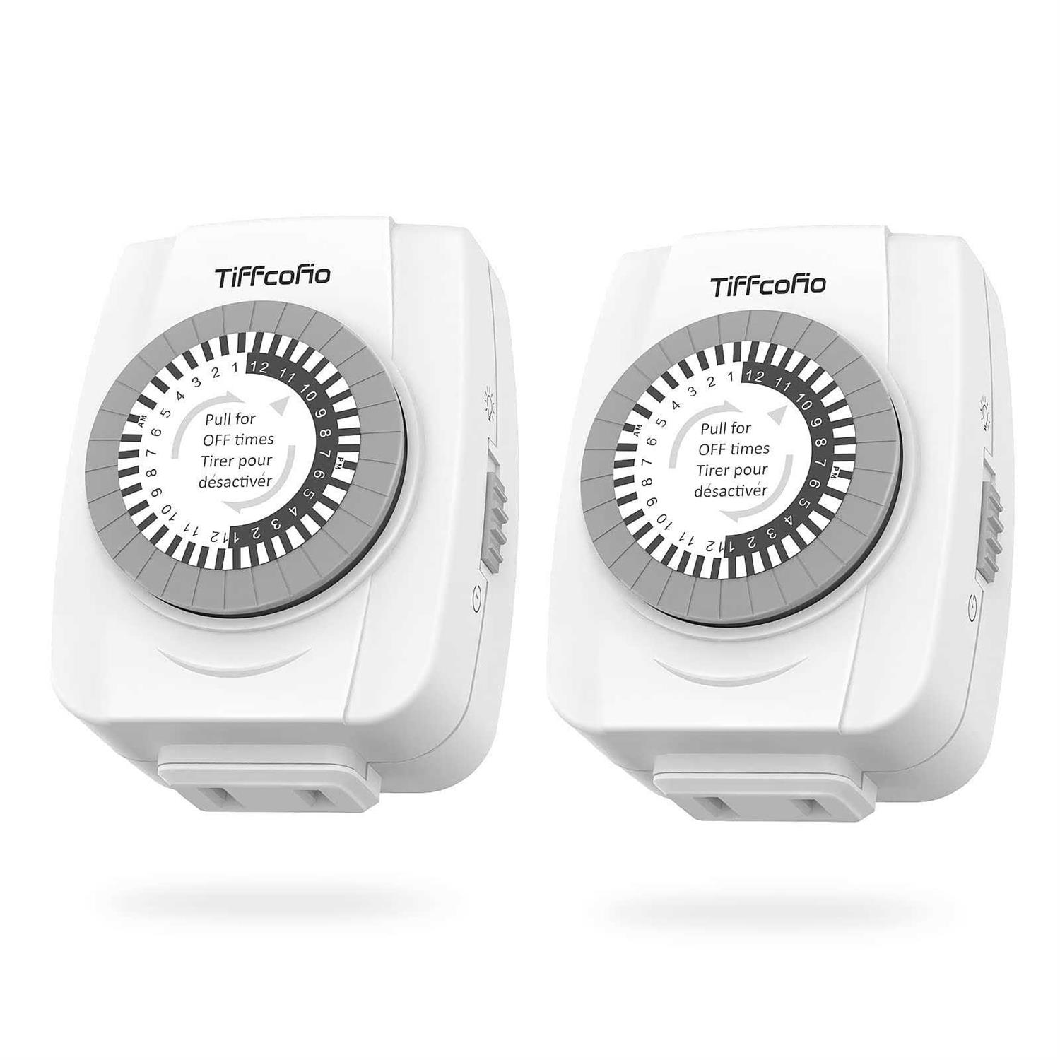 Tiffcofio Indoor Mechanical Timers for Electrical Outlets 2 Prong Plug in Outlt Daily Repeating Light Timer for Indoor Lights