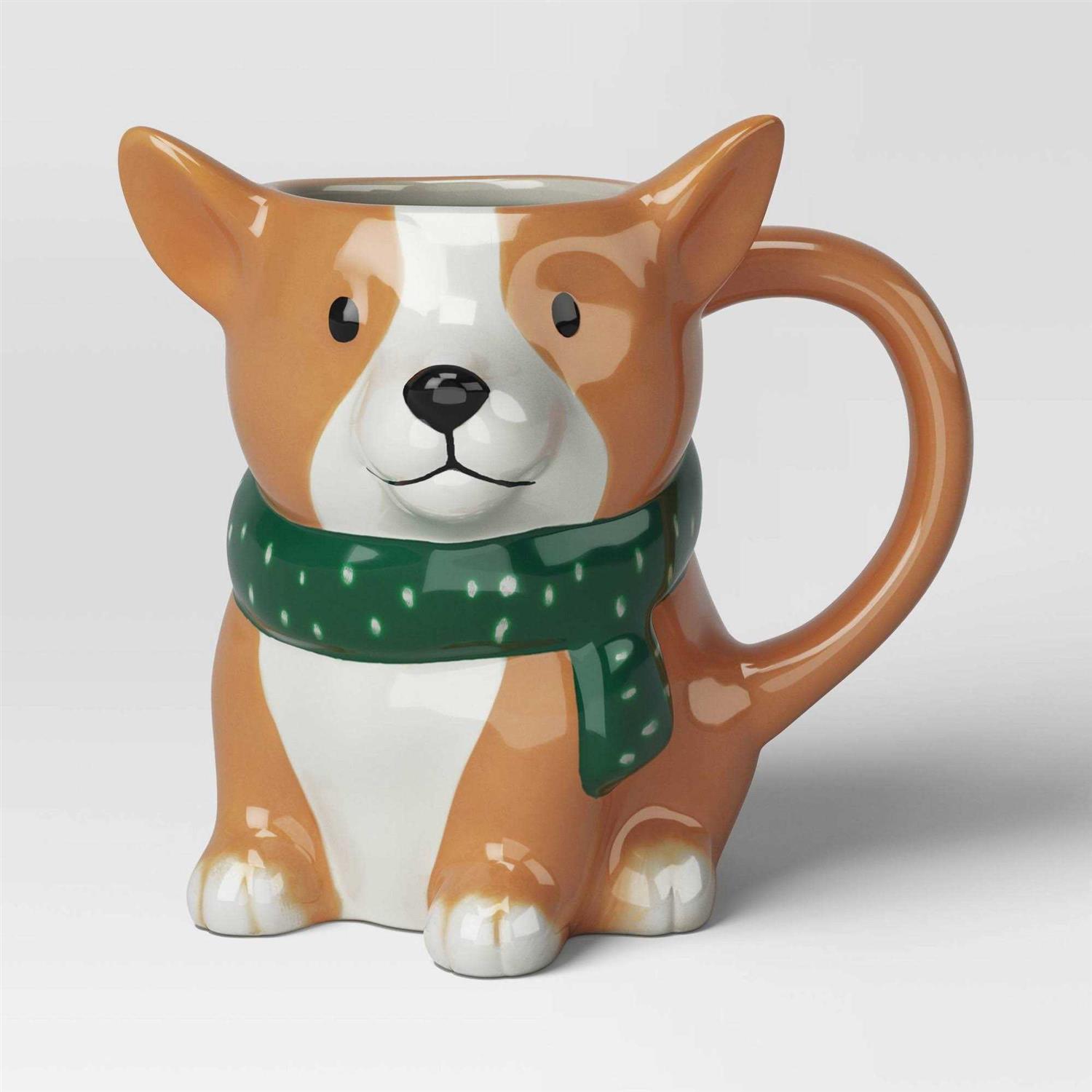 Wondershop 14.5oz Christmas Earthenware Figural Corgi Mug