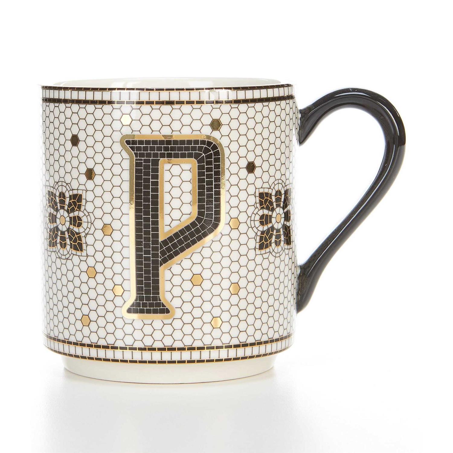 Bistro Tile Margot Monogram Mug by Anthropologie