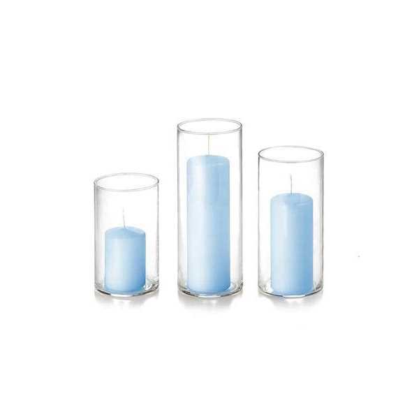 Yummi Candles set slim pillar candles and cylinder vases