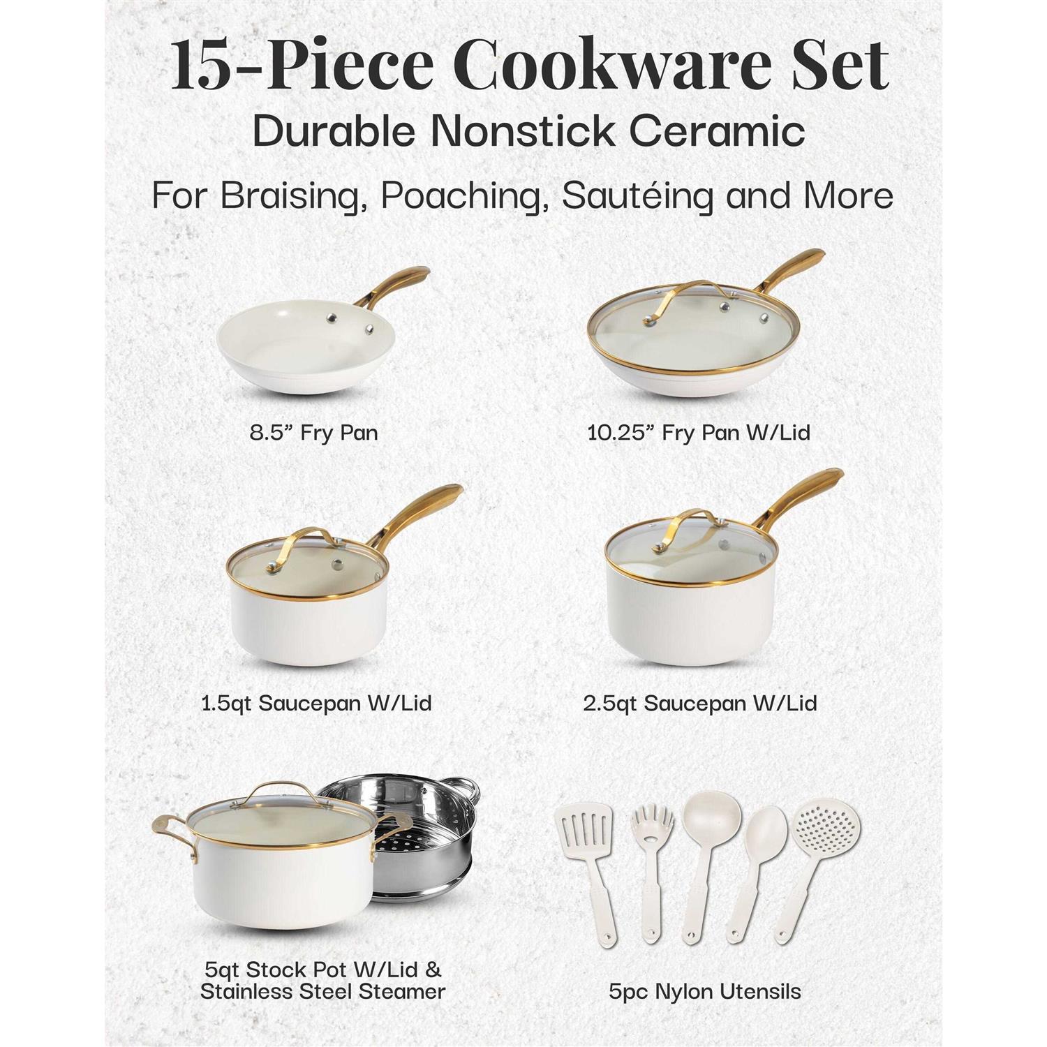 Gotham Steel Natural Collection 15-Piece Cookware Set