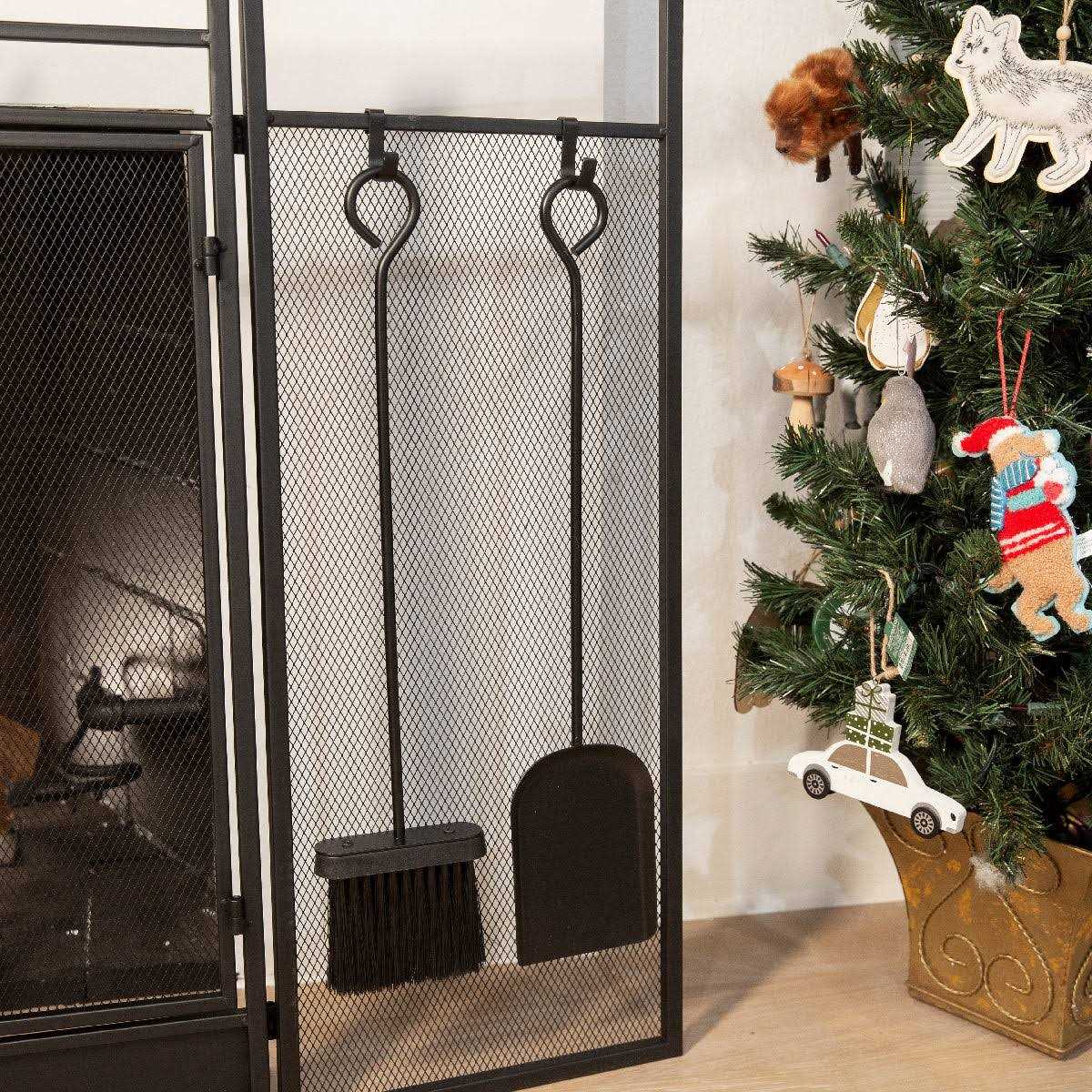 Barton 3-Panel Fireplace Screen Doors 4-Pieces Fireplace