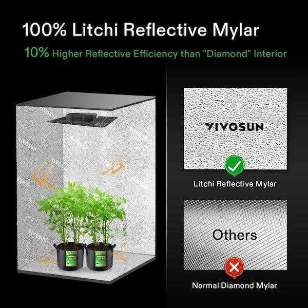 VIVOSUN Mylar Hydroponic Grow Tent with Observation Window and Floor Tray for Indoor Plant Growing