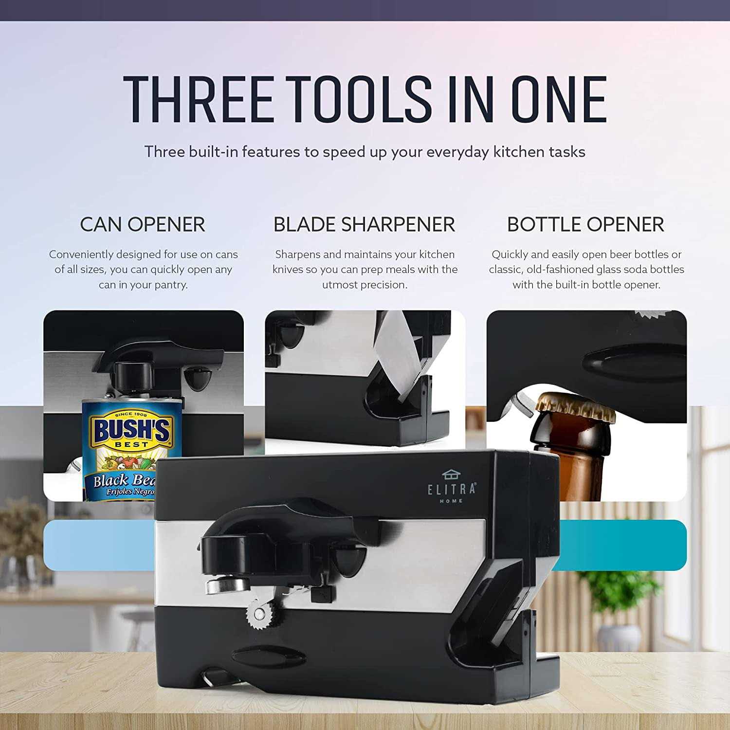 Elitra 3 in 1 Under the Cabinet Electric Can/Bottle Opener