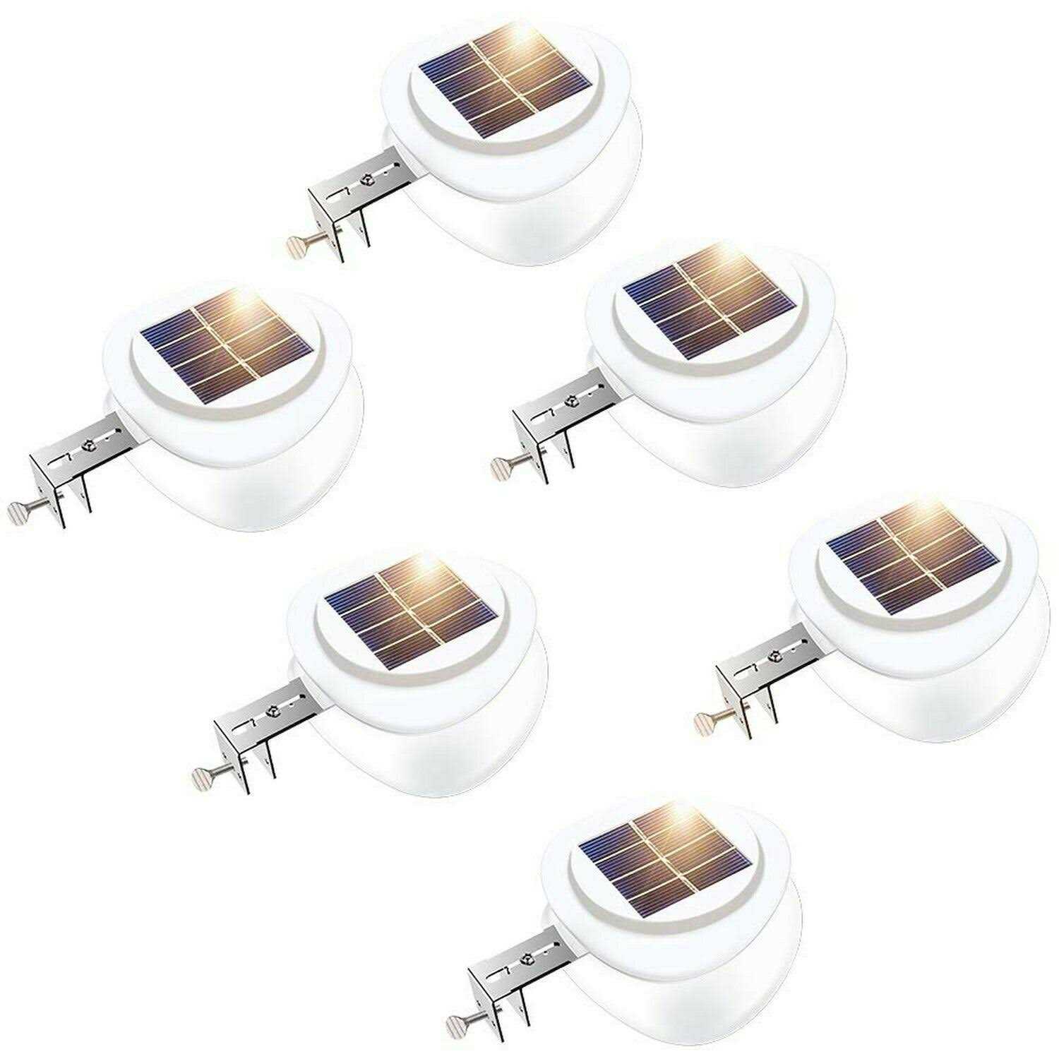Roshwey Gutter Lights 6 Pack Solar Patio Decor Lights with 9 Led Waterproof Fence Lights for Eaves Garden Landscape Pathway
