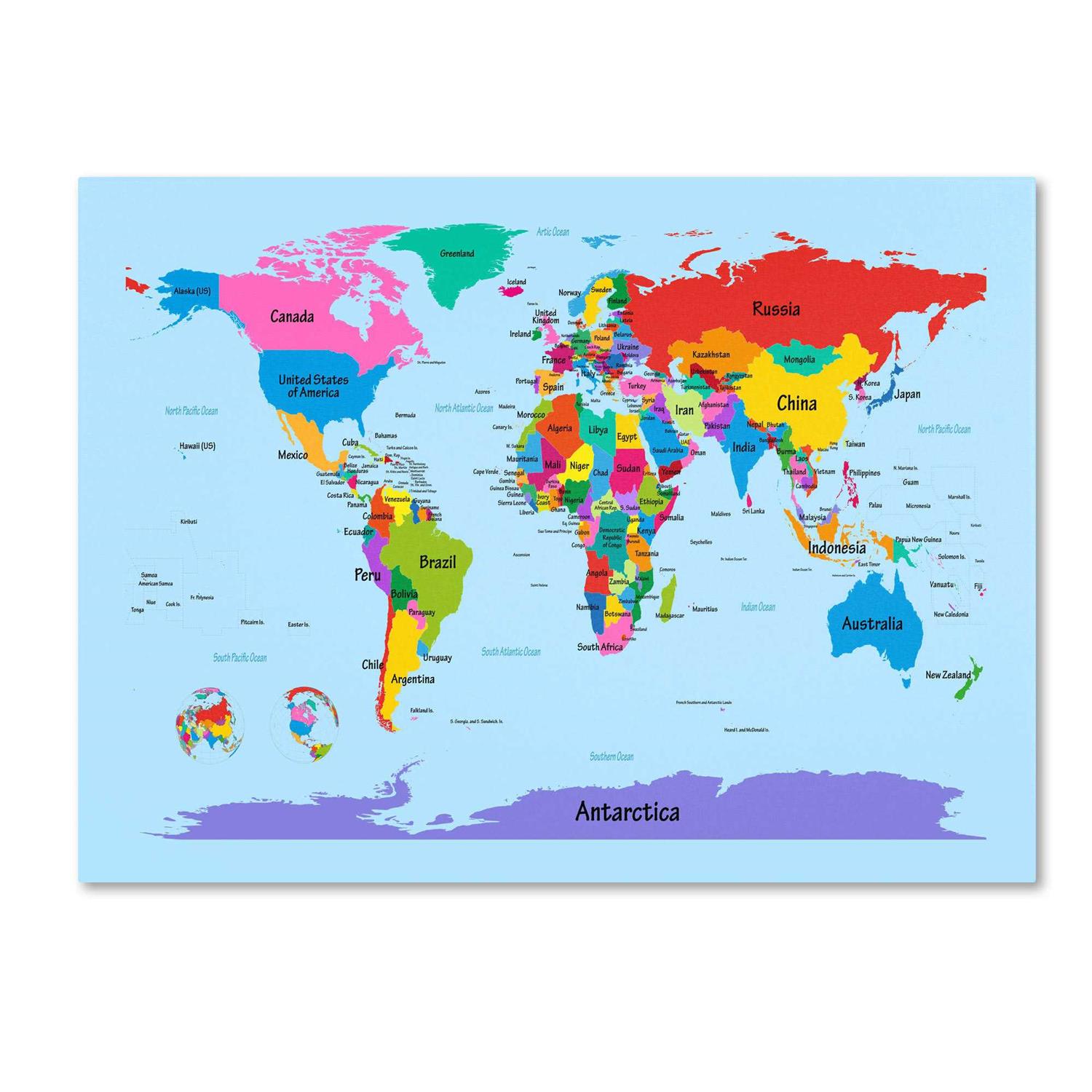 Trademark Fine Art Trademark Michael Tompsett World Map Canvas Art