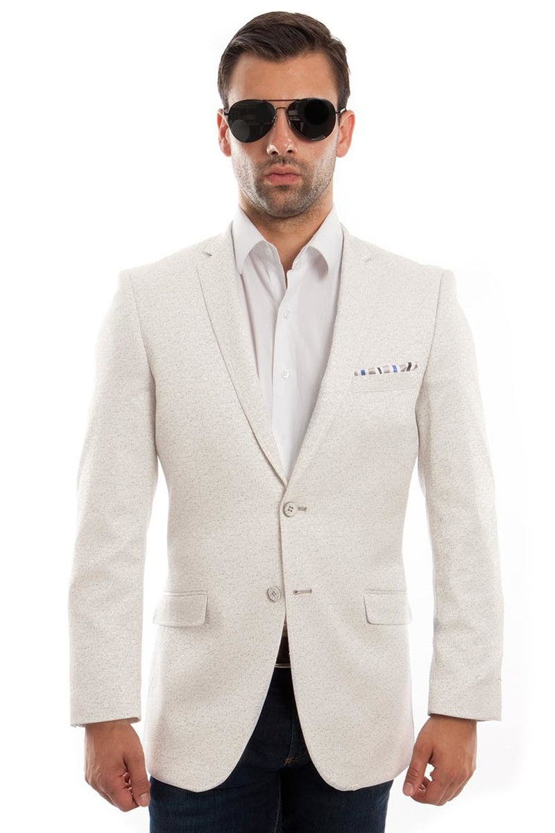 Men’s Slim Fit Summer Speck Pattern Blazer in Tan