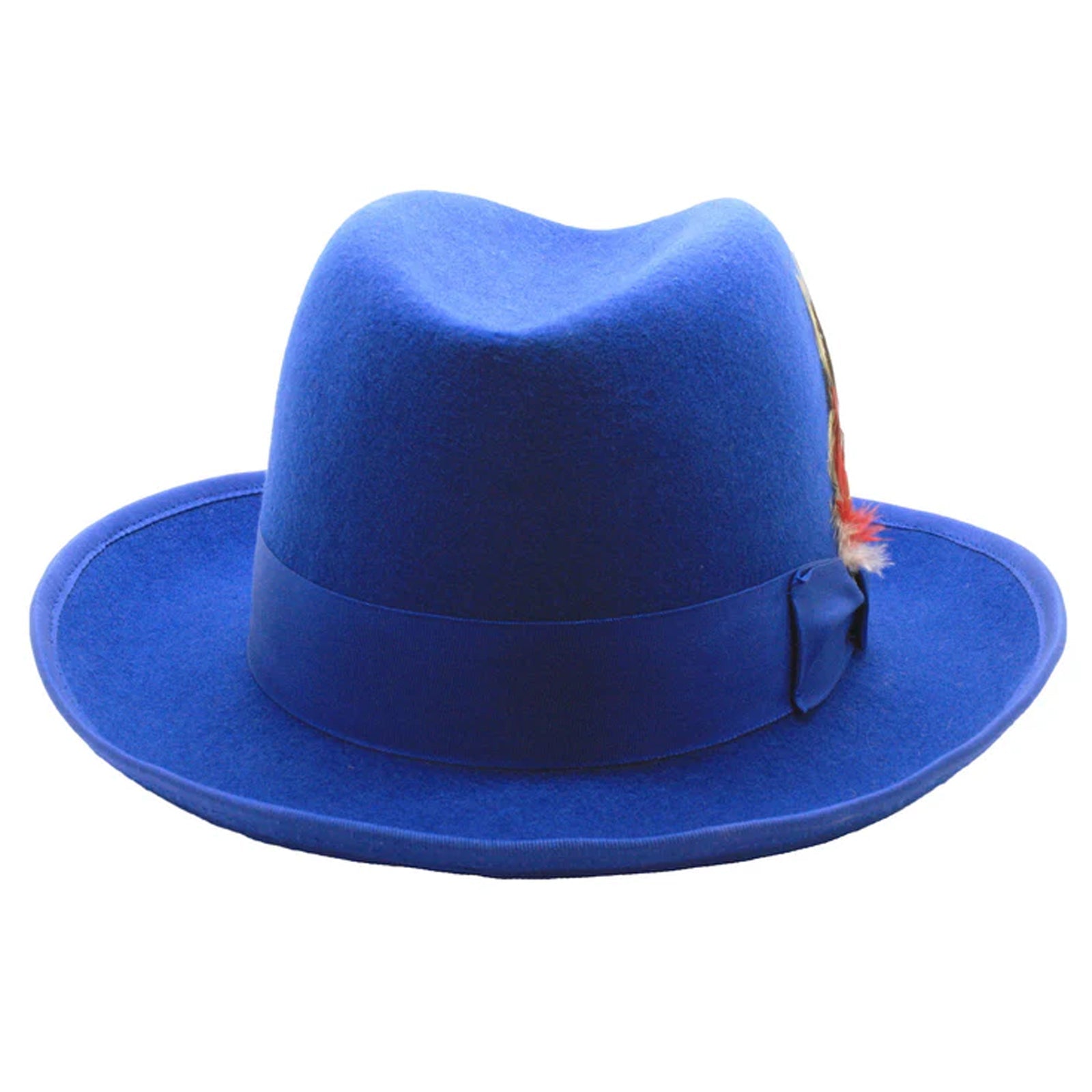 Mens Classic Gangster Godfather Wool Dress Hat in Royal Blue