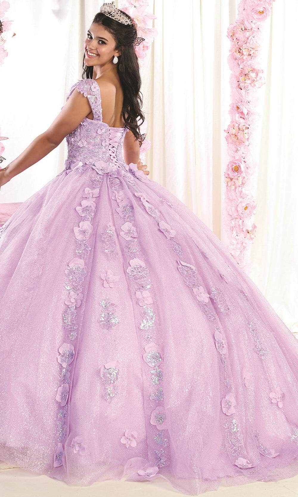Wide Strap Floral Glitter Ballgown