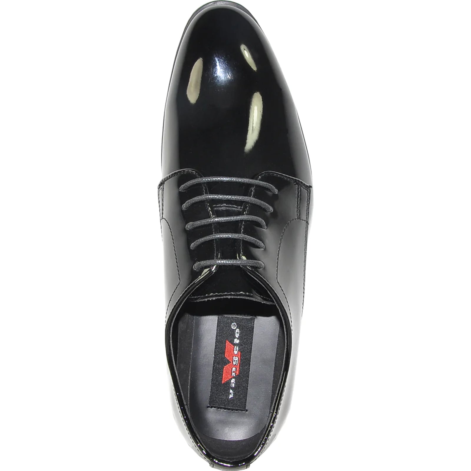 Mens Classic Plain Toe Shiny Patent Tuxedo Oxford Dress Shoe in Black