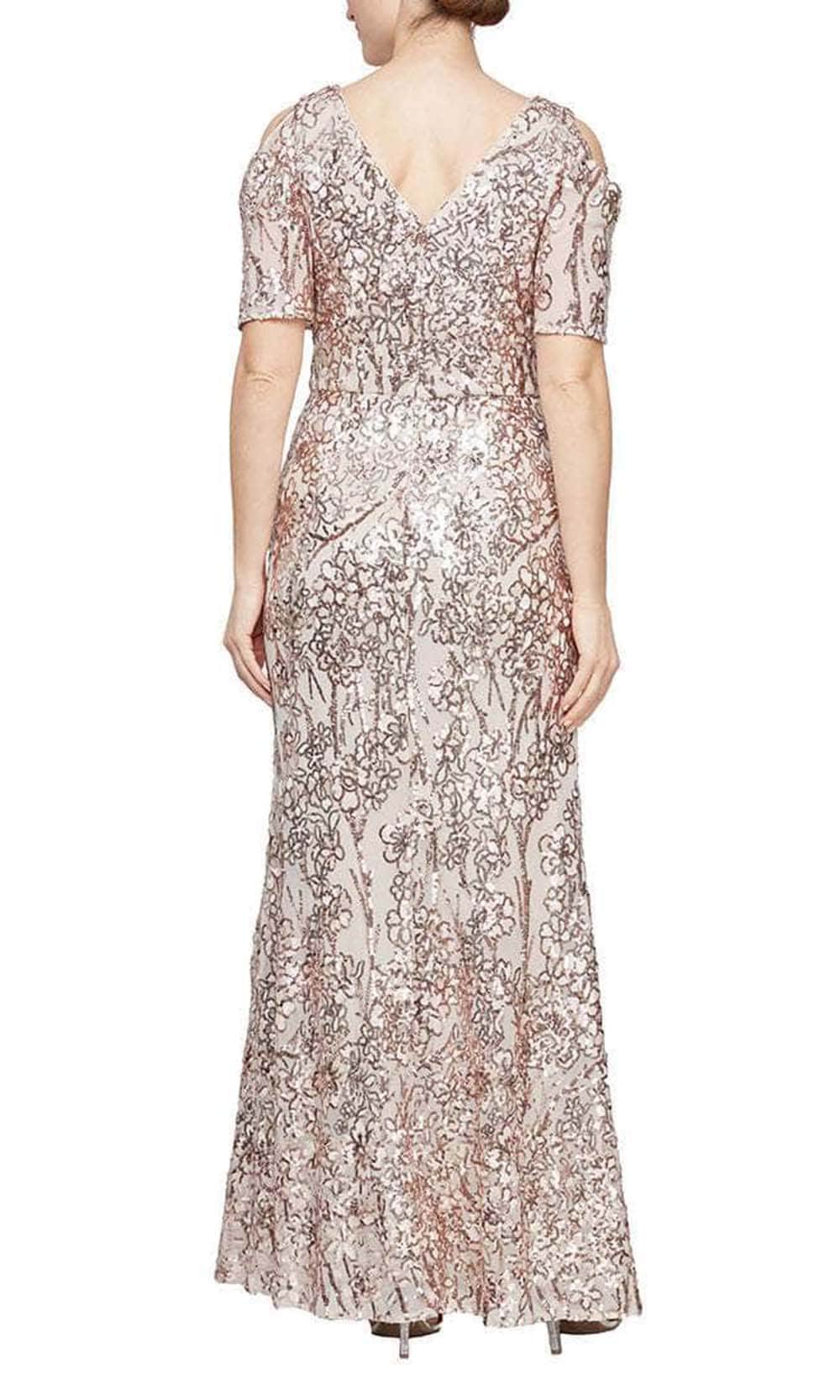 8196611 Flutter Sleeves Sequined Long Gown