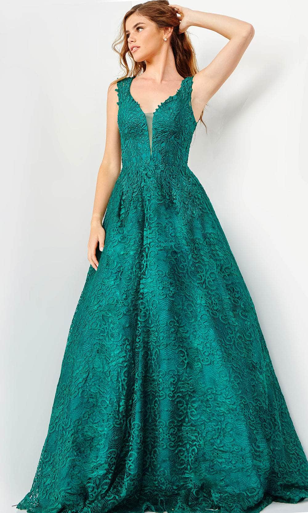 Wide Strap Embroidered Ballgown