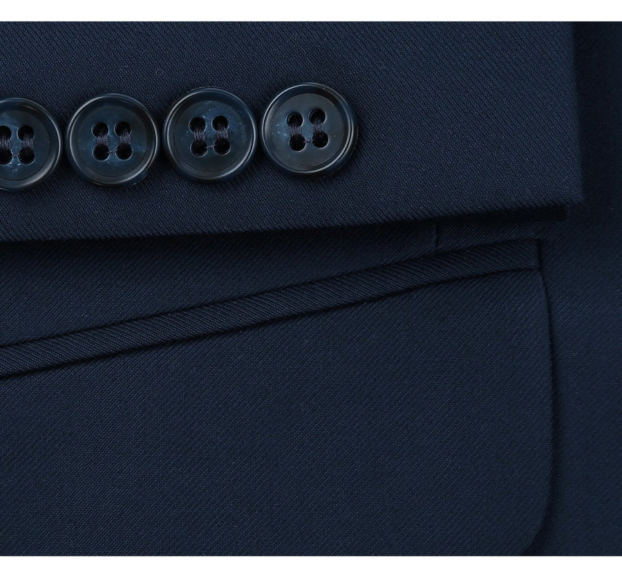 Mens Extra Long Basic Two Button Suit in Navy Blue