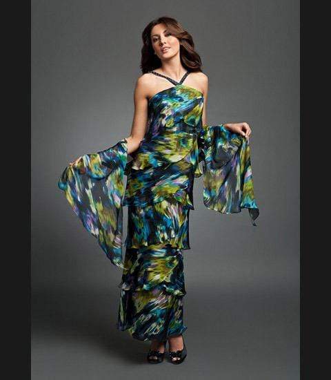 34512 Beaded Neck Layered Dress