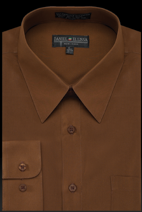Men’s Regular Fit Basic Dress Shirt in Brown