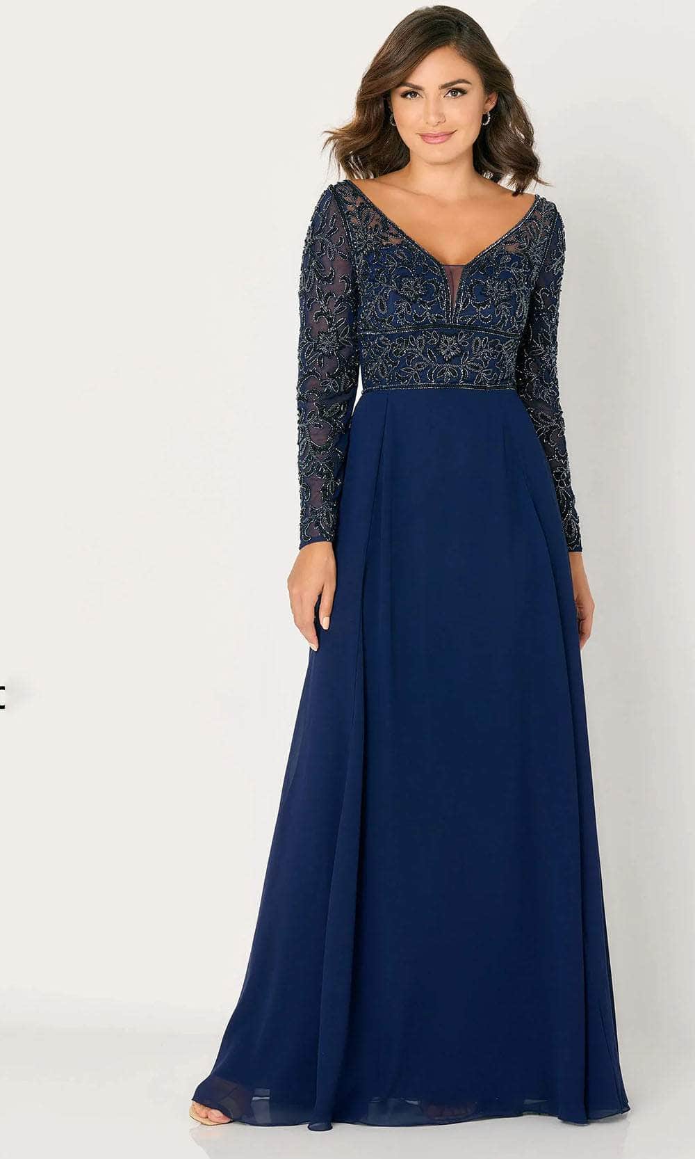 Beaded V-Neck Evening Dress