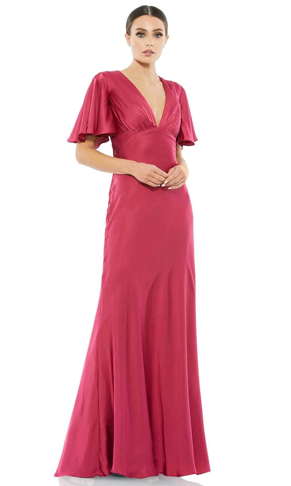 Flounce Sleeve Evening Dress