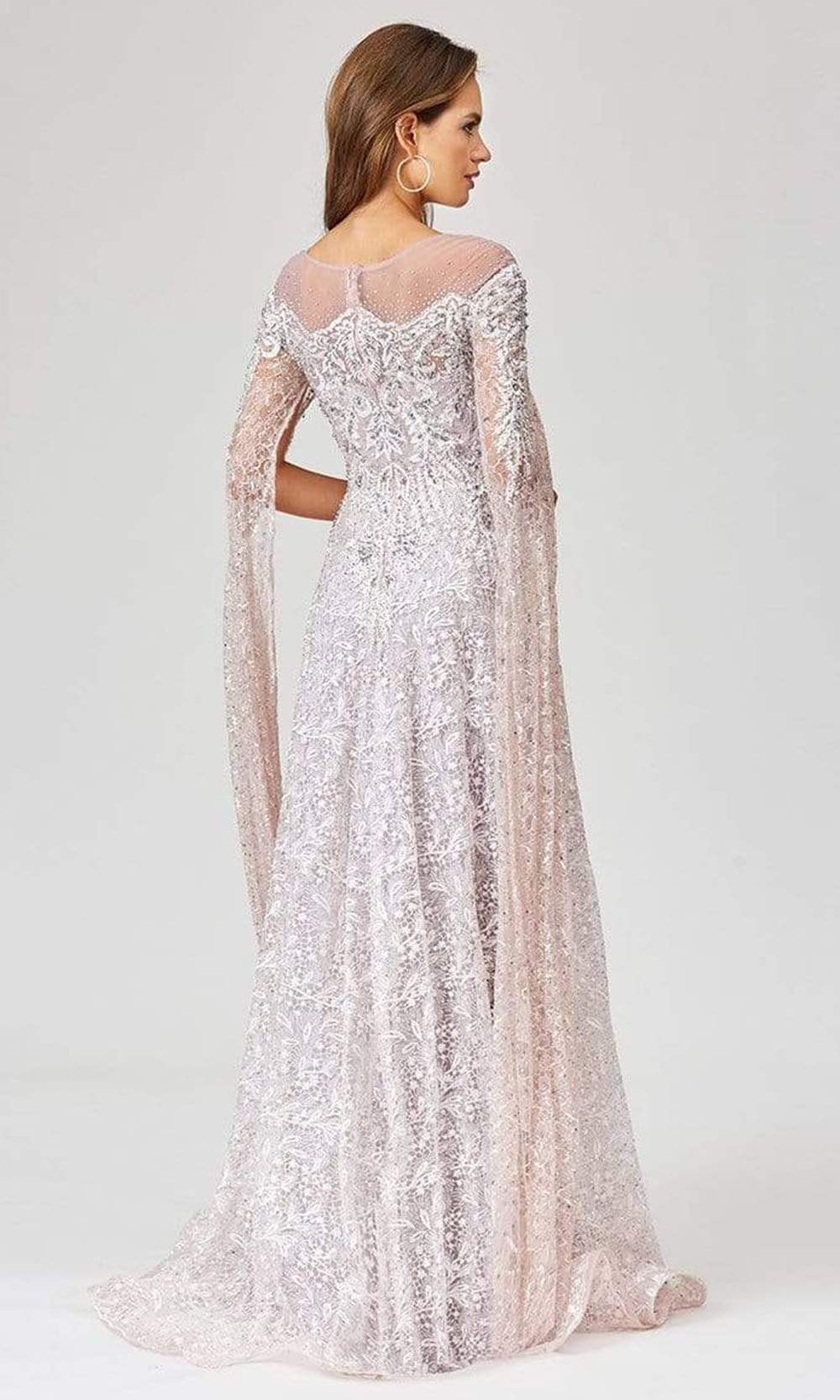 29454 Embellished Long Sleeve A-Line Gown
