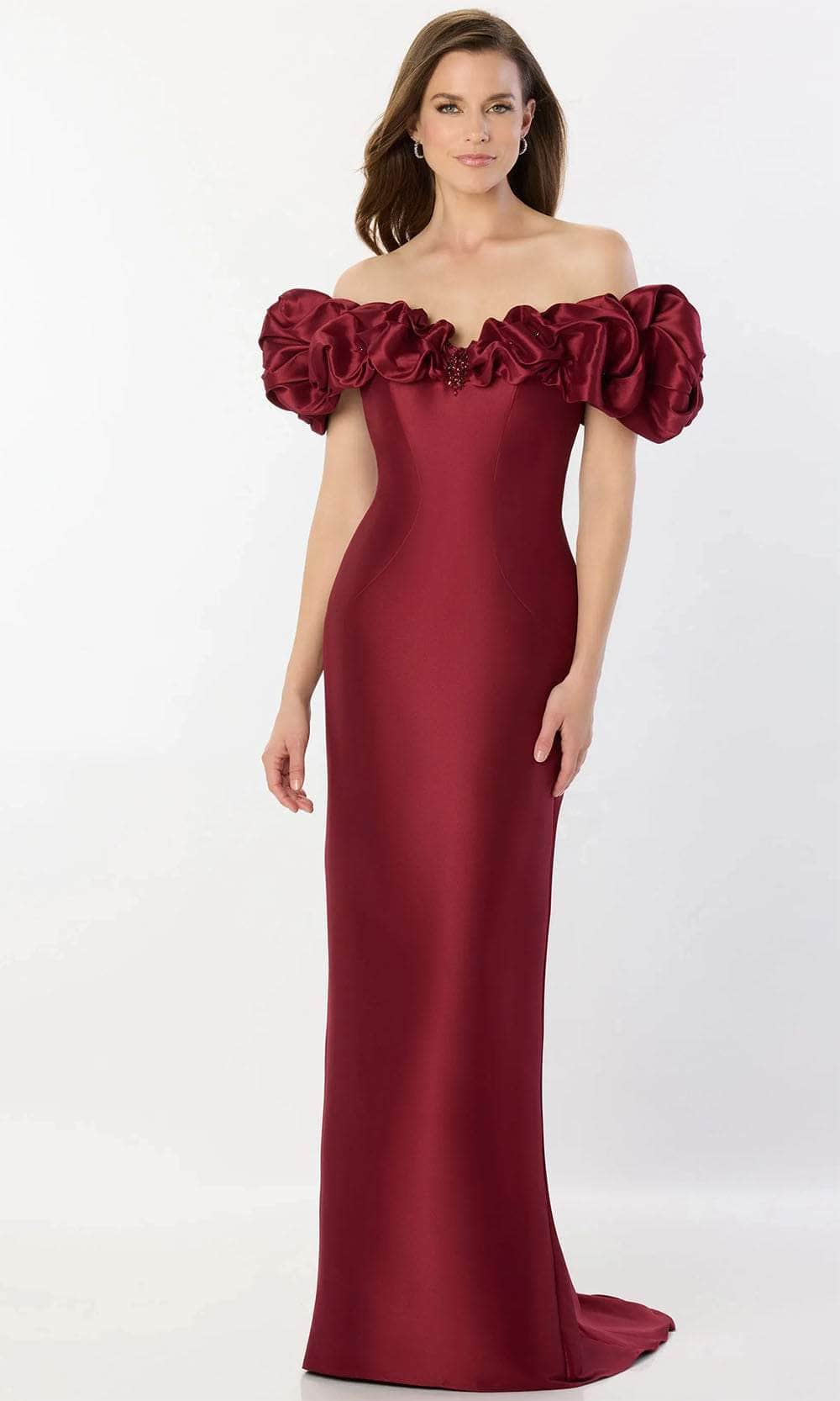 Off-Shoulder Fitted Bodice Mother of the Bride Dress
