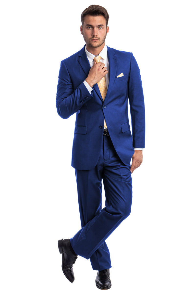 Men’s Two Button Basic Modern Fit Business Suit in Royal Blue
