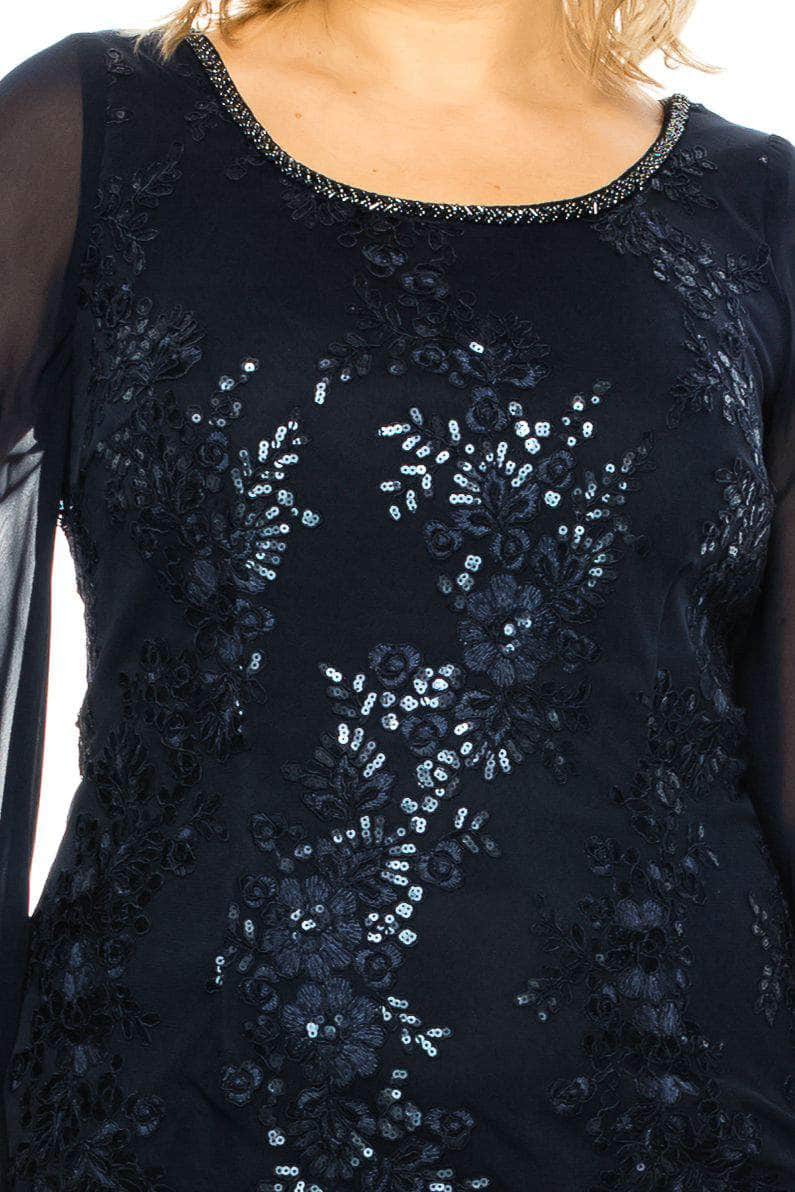 Floral Sequined Sheer Long Sleeved Tiered Dress