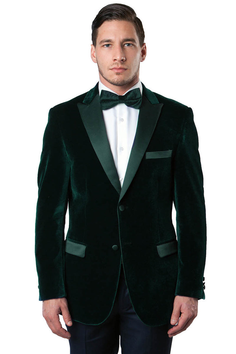 Men’s Two Button Velvet Tuxedo Dinner Jacket in Hunter Green