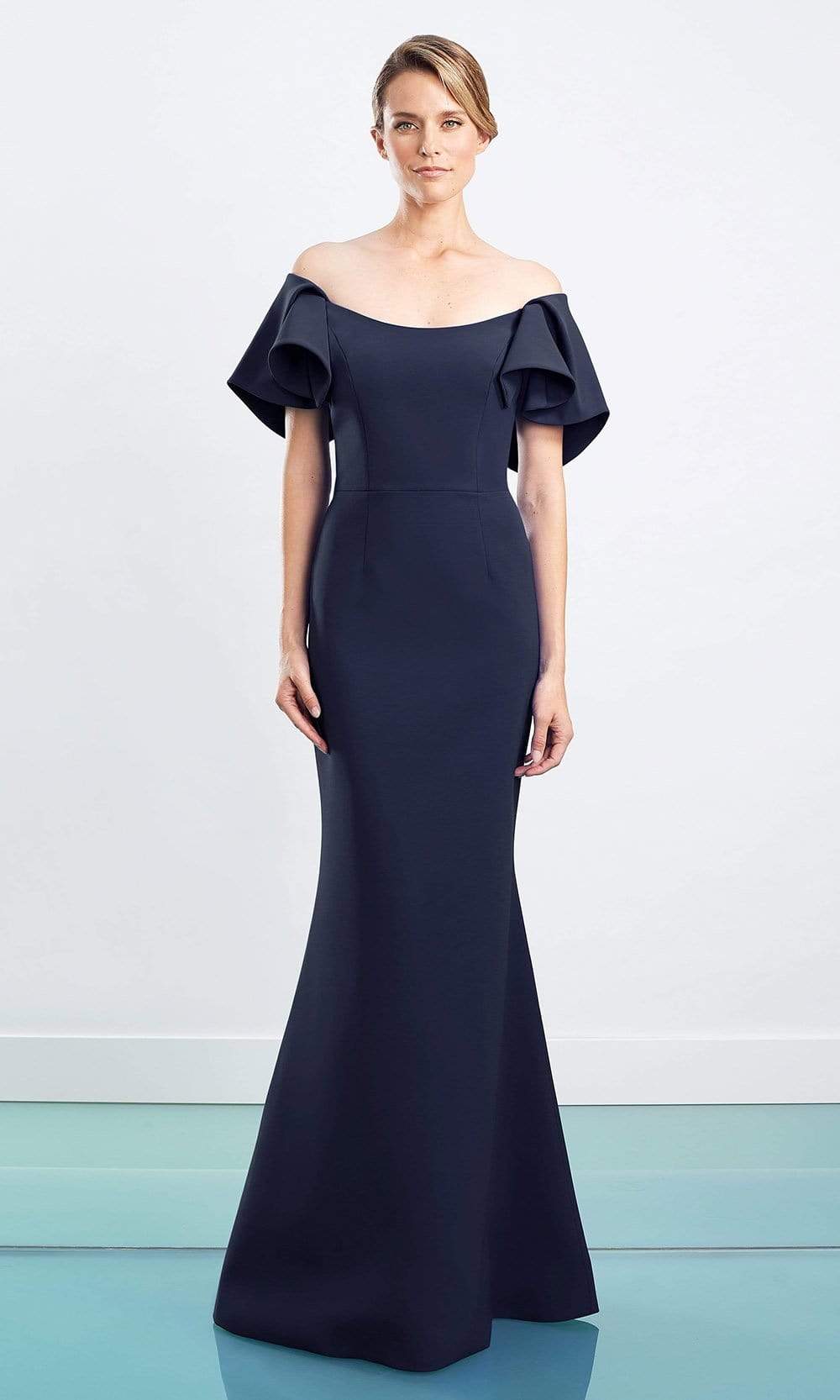 1464 Ruffled Off Shoulder Trumpet Dress