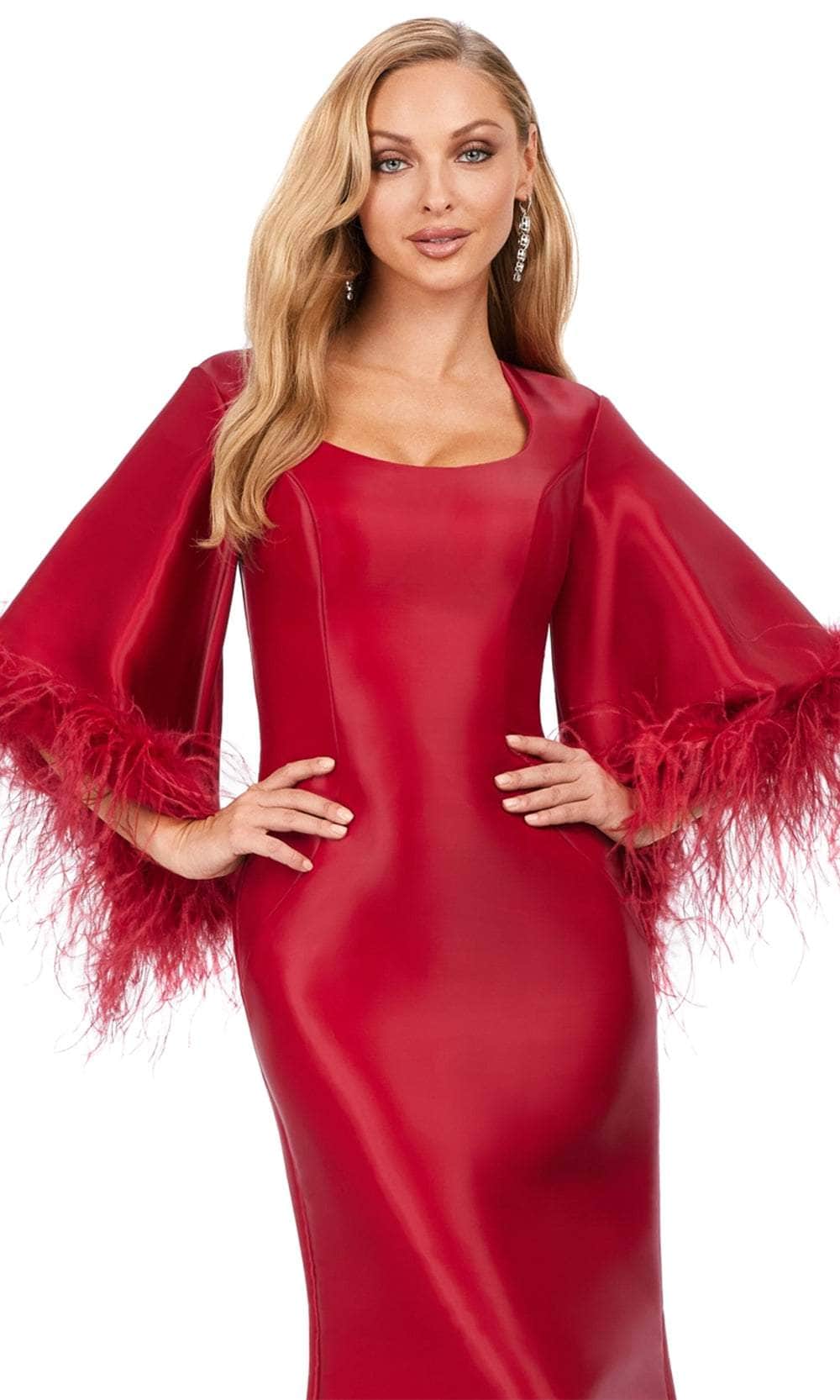 Feather Trimmed Trumpet Gown