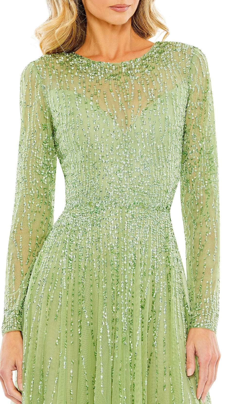 Long Sleeve Sequin Embellished Prom Gown