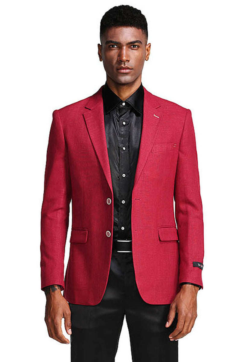 Men’s Slim Fit Casual Summer Sport Coat in Burgundy