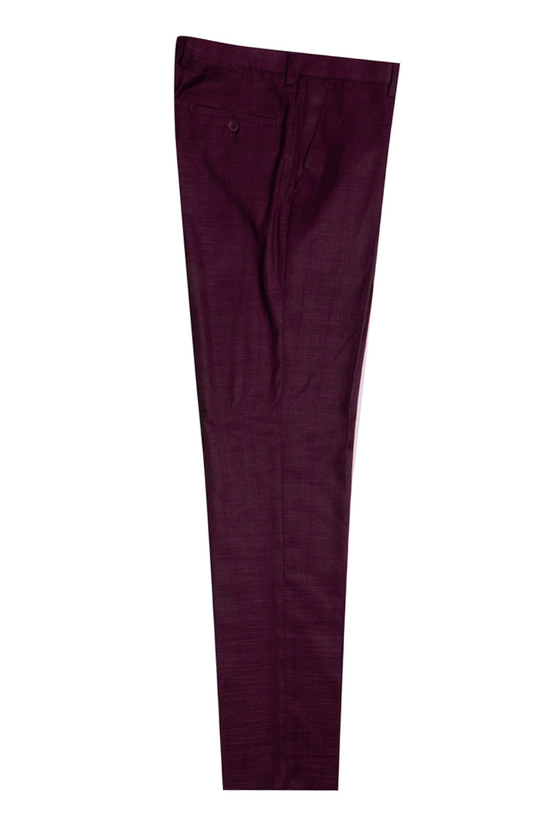 Men’s Stacy Adams One Button Vested Peak Lapel Glen Plaid Suit in Burgundy