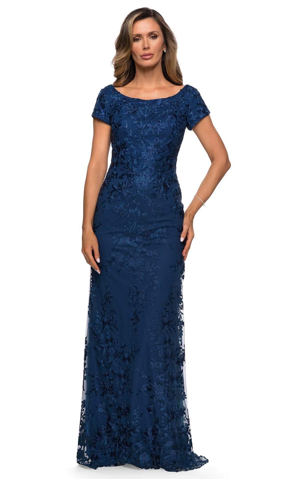 27842 Lace Scoop Neck Sheath Dress