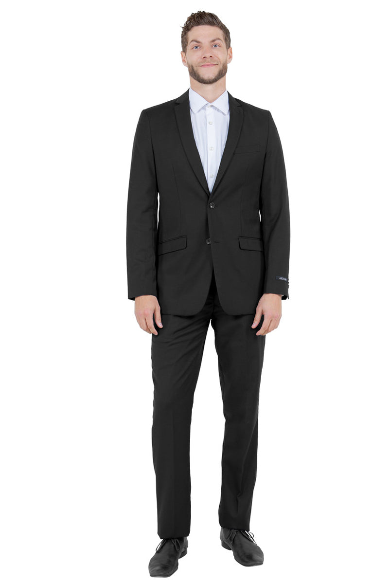 Men’s Basic Slim Fit Vested Business Suit in Black